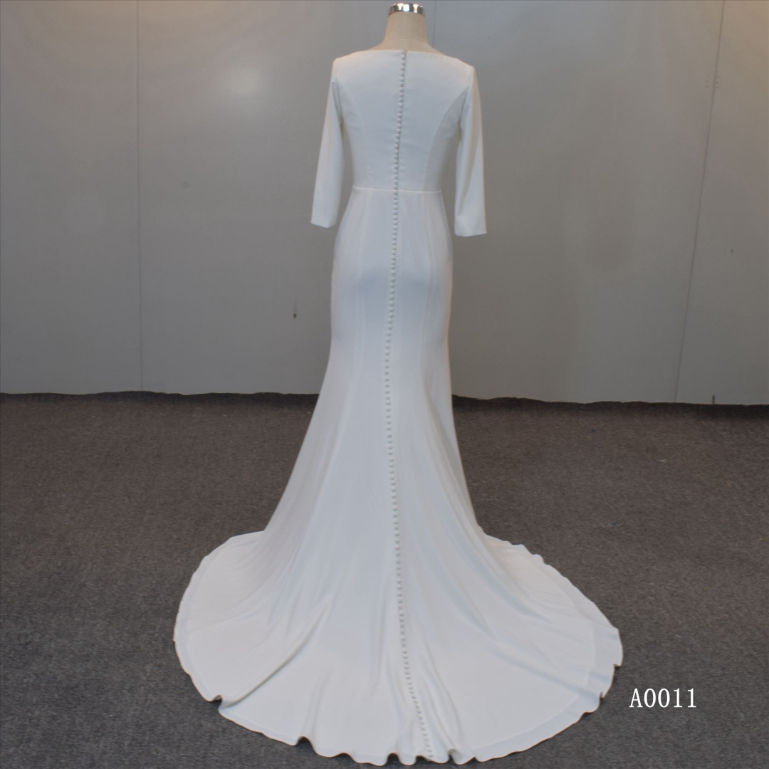 Crepe Bridal Dress With Sleeves Guangzhou Wedding Dresses For Women