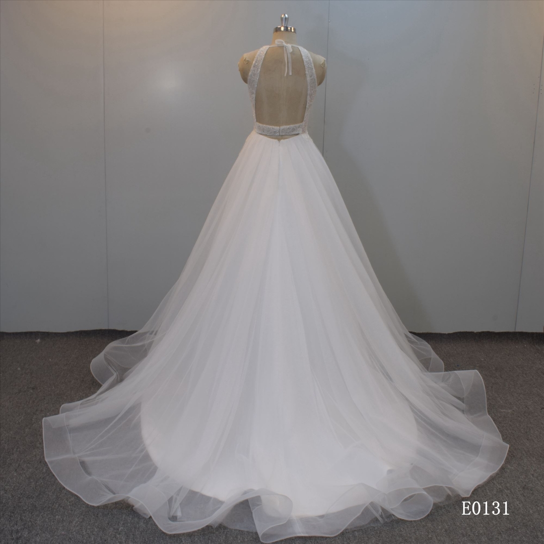 Beading Neckline Backless Wedding Gown   A Line Bridal Gown Wholesale Dresses