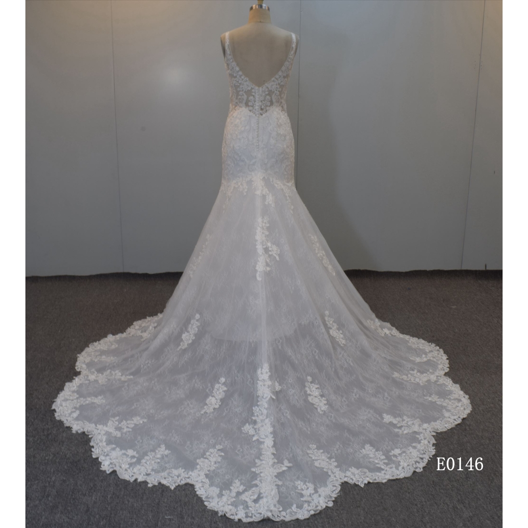 V-neck Bridal Gown Mermaid Bridal Dress Made In Guangzhou