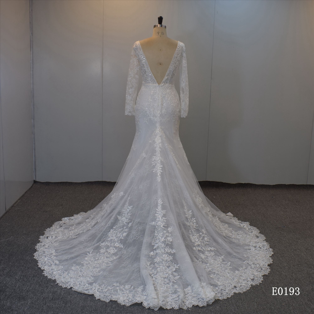 Long Sleeves Mermaid Bridal Gown wholesale Backless wedding dress