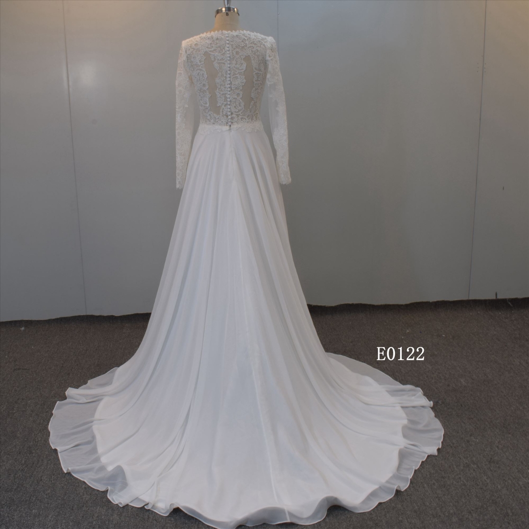 Long Sleeves Sheath Bridal Dress Wedding Gown For Women