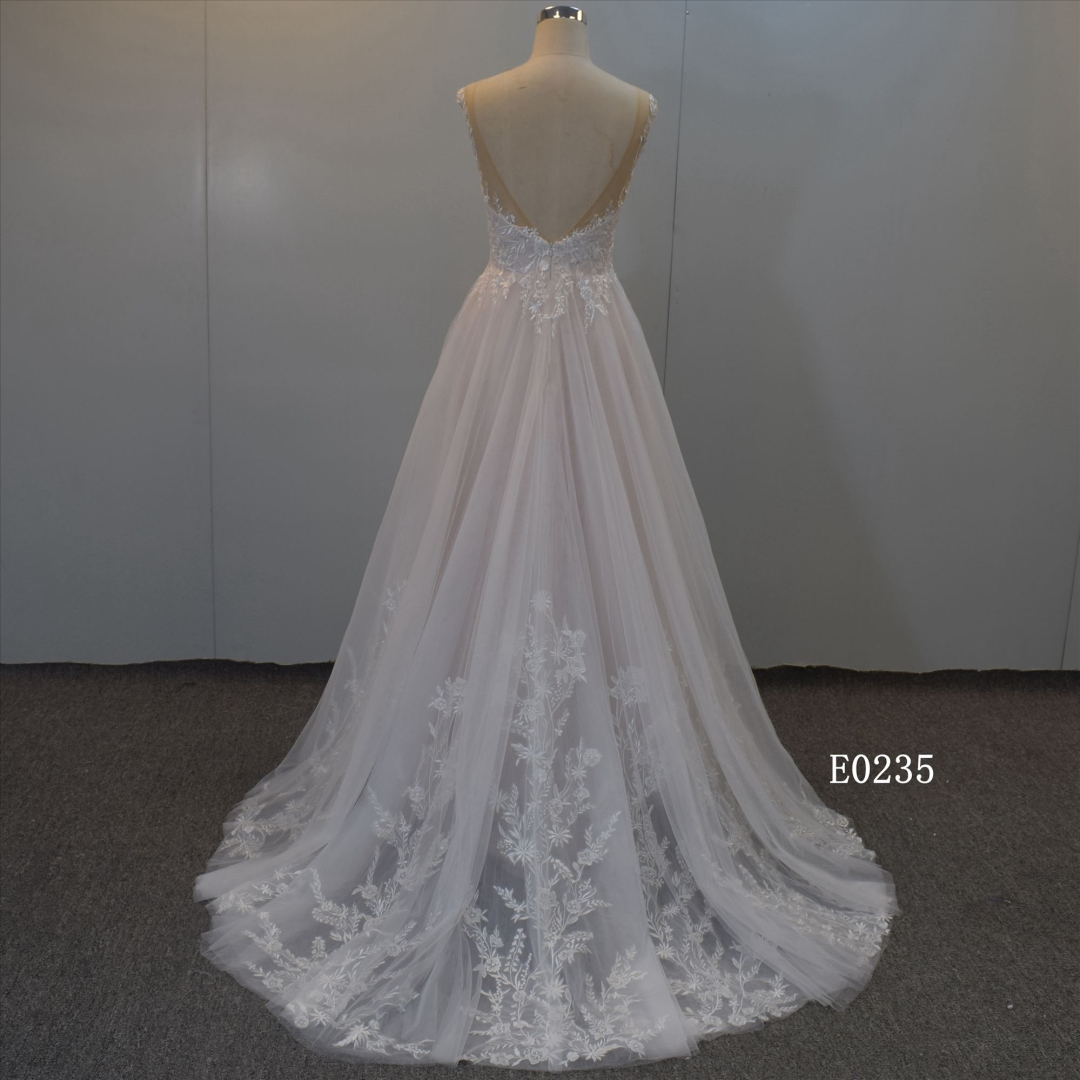 2021 Custom Sleeveless Tulle Bridal Dress For Women