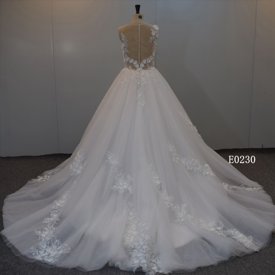 2021 Custom Sleeveless Tulle Bridal Dress For Women