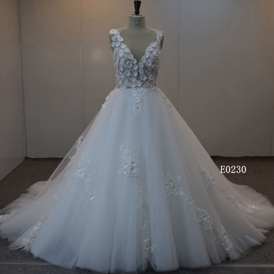 2021 Custom Sleeveless Tulle Bridal Dress For Women