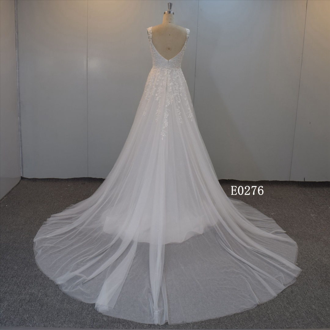 2022 Sleeveless Tulle With Lace Bridal Dress  Wedding Dress For Women