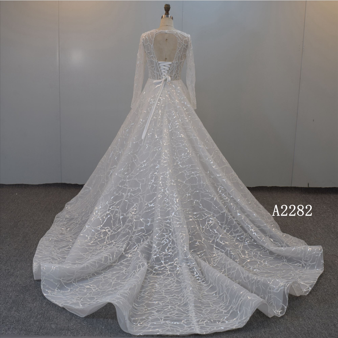Made ivory white modern gorgeous organza ball gown wedding gown