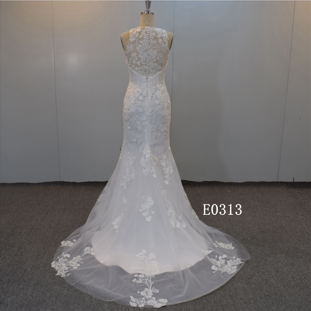 New Fashion Mermaid Wedding Dress O-Neckline Bridal Gown