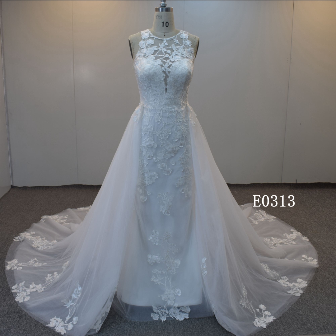 New Fashion Mermaid Wedding Dress O-Neckline Bridal Gown