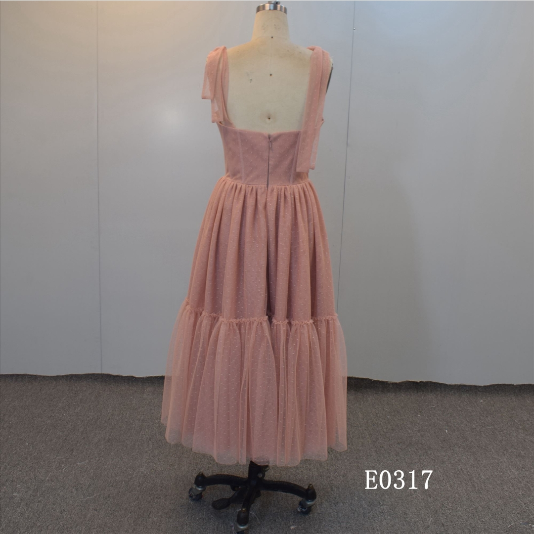 Pink Glamorous Mini Wedding Dress Backless Evening Dress