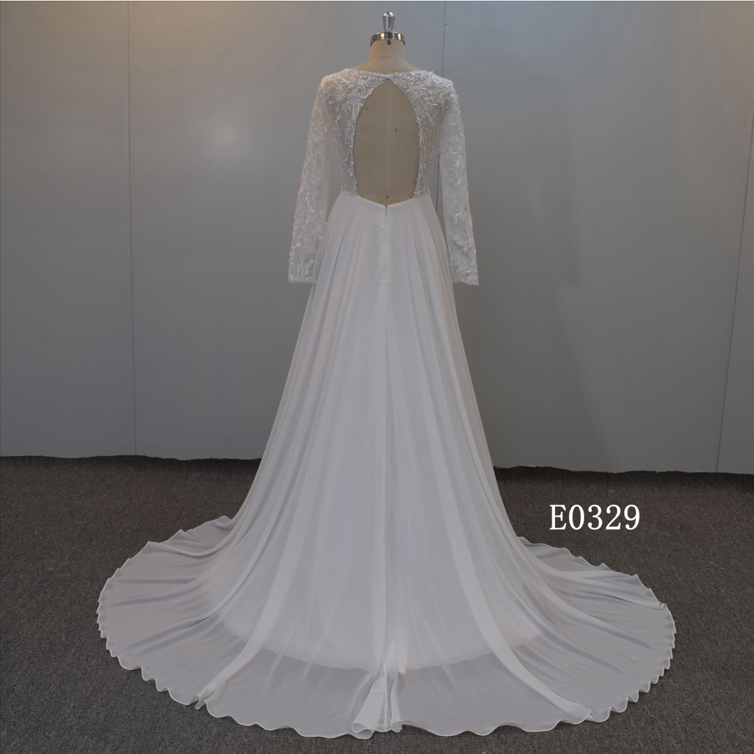 Soft Satin Bridal Dress Fabrics Hollow Out Back Bridal Dress