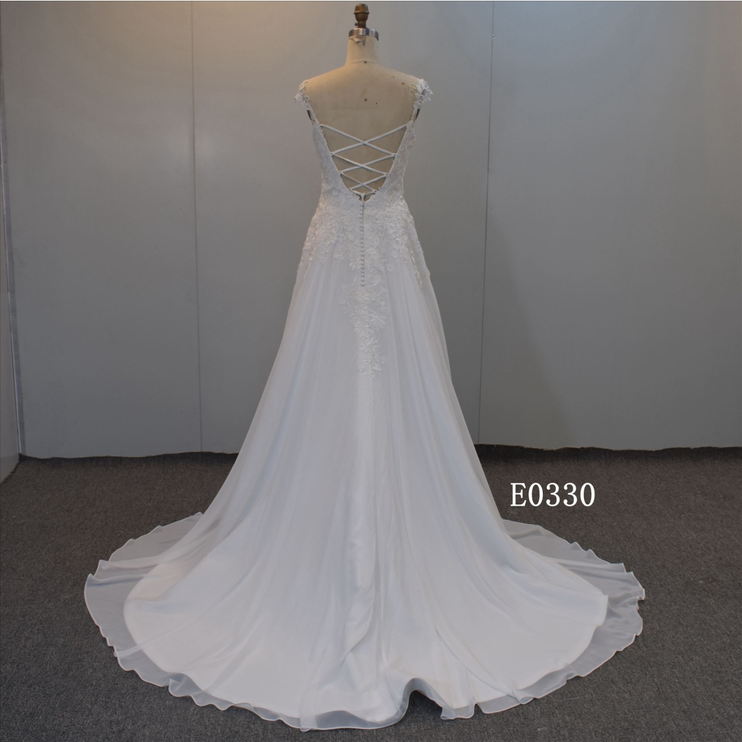 Applique Wedding Dress Flower Lace Bridal Dress