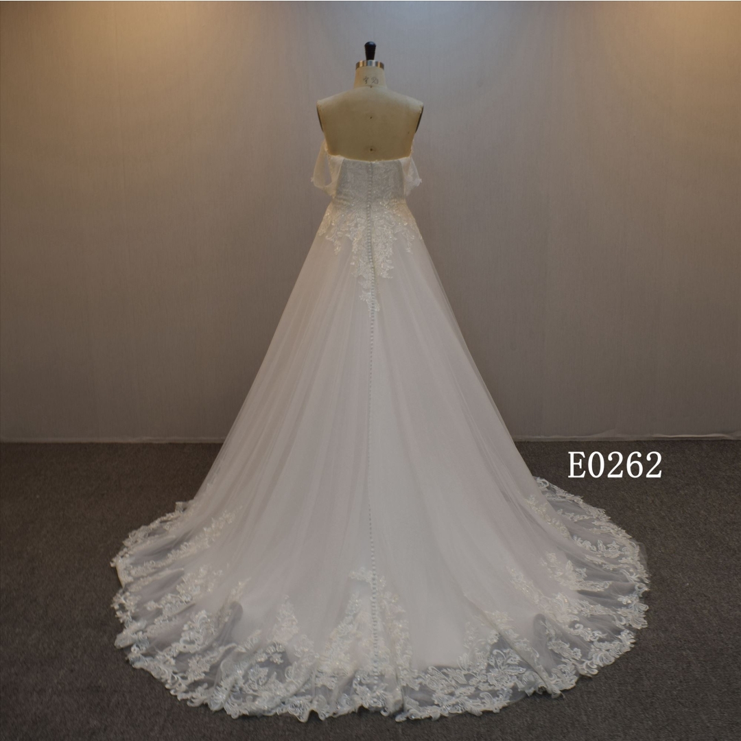 Sweetheart Wedding Dress With Triangular Tulle On The Chest Bridal Gown