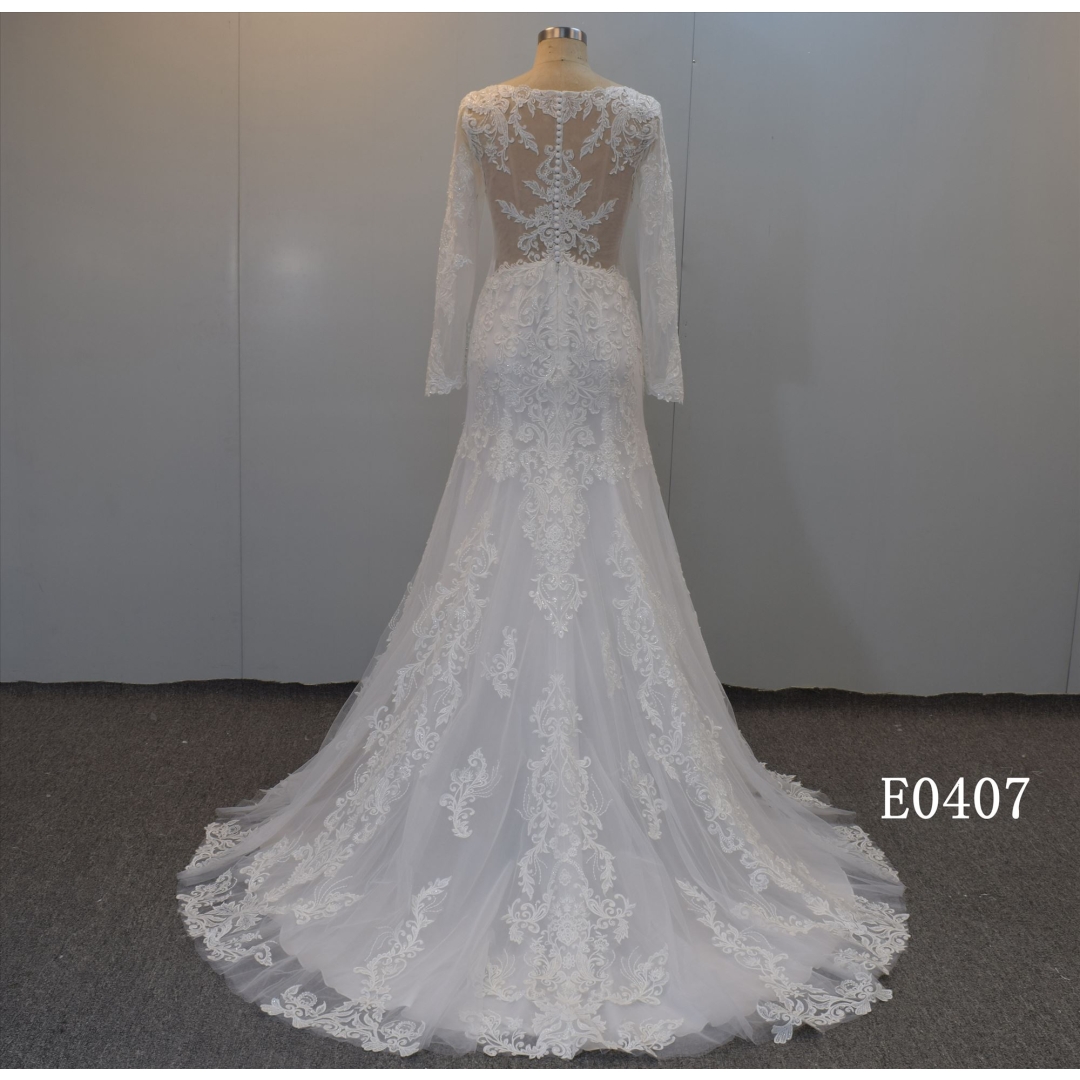 Sexy Illusion top design tulle with polyester fabric bridal gown