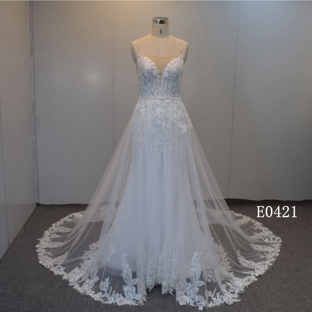 wholesales low price beads wedding dress and tulle bridal dress