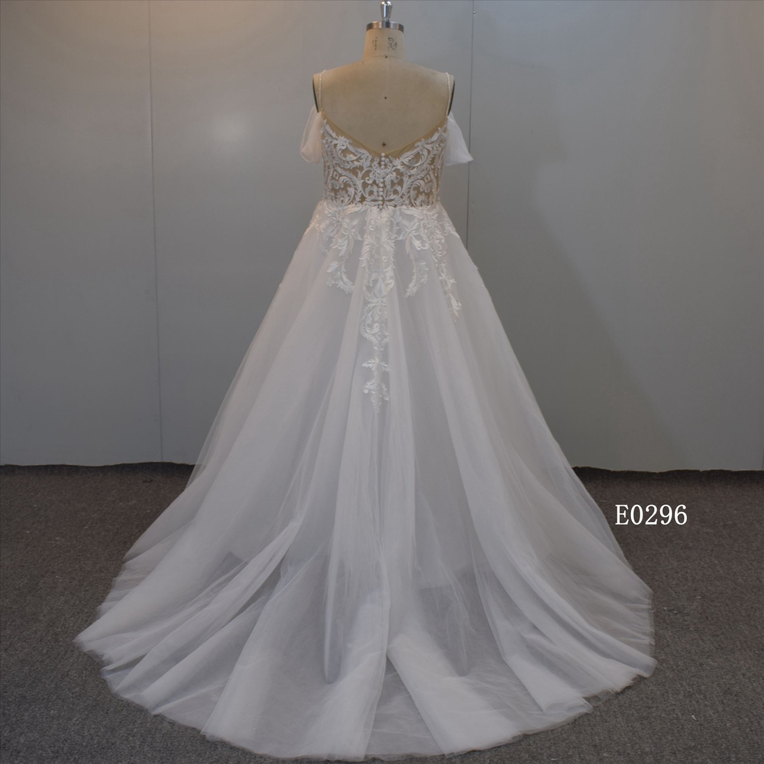 Off shoulder bridal dress A line plus size wedding dress