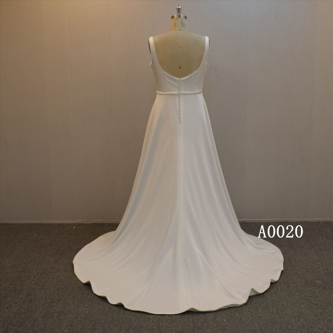 Simple Design Crepe Bridal Dress A Line Wedding Dress