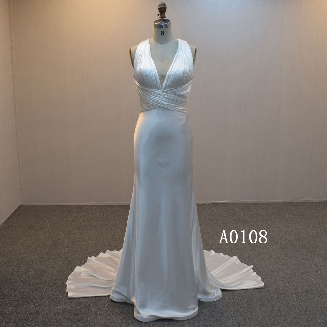 Sexy Deep V  Evening Dress Backless  Mermaid  Wedding Dress Bridal Gown