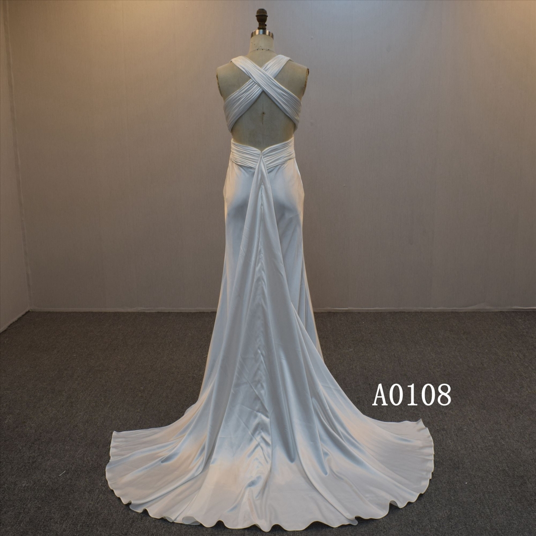 Sexy Deep V  Evening Dress Backless  Mermaid  Wedding Dress Bridal Gown