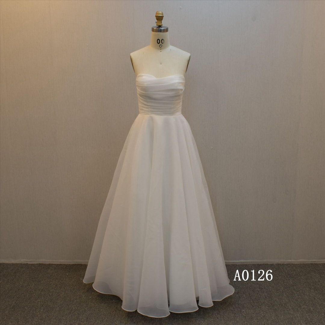 Simple Design A Line Organza Bridal Dress Sweetheart Neckline Wedding Dress