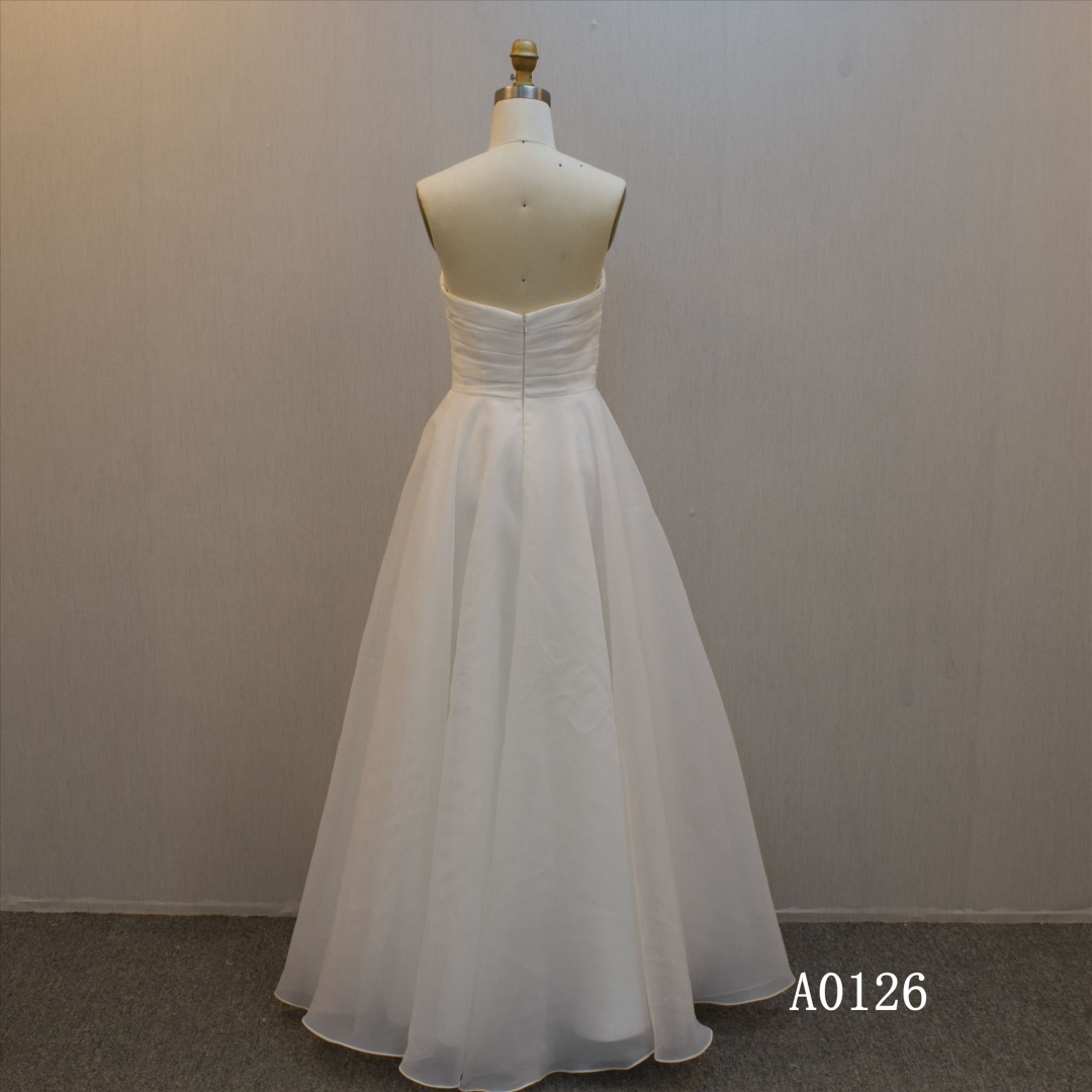 Simple Design A Line Organza Bridal Dress Sweetheart Neckline Wedding Dress