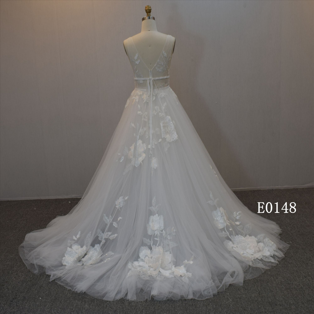 Deep V  A Line Bridal Dress Sexy Wedding Dress For Women Wedding