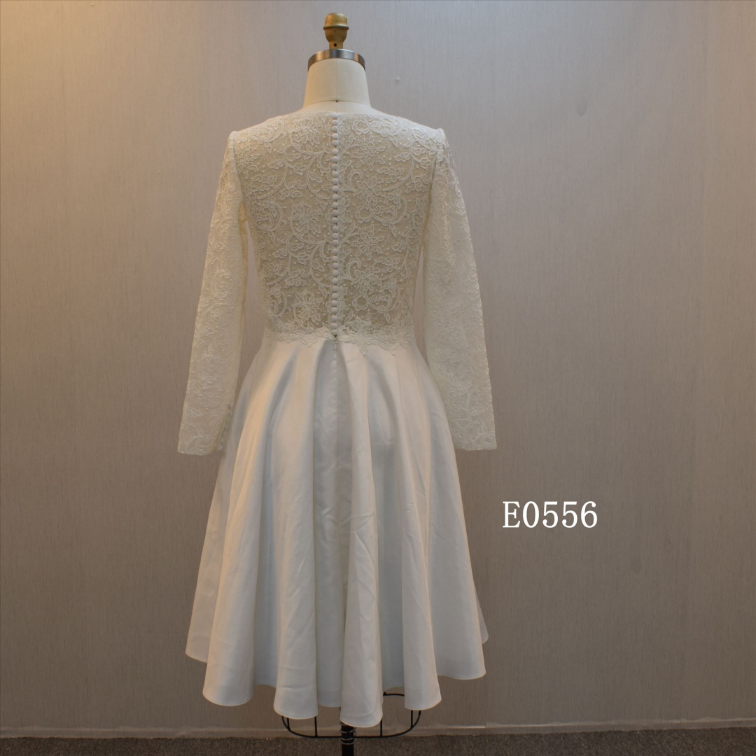 A Line Evening Dress Long Sleeves Wedding Dress Bridal Dress With Lace Applique