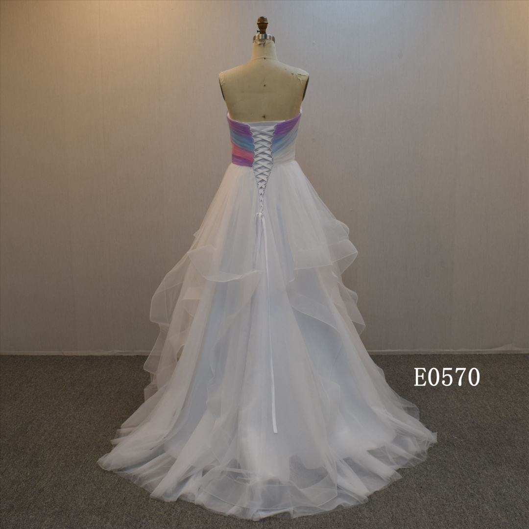 Colorful Bridal Gown With Ruffles Skirt Wedding Dress Wholesale In China