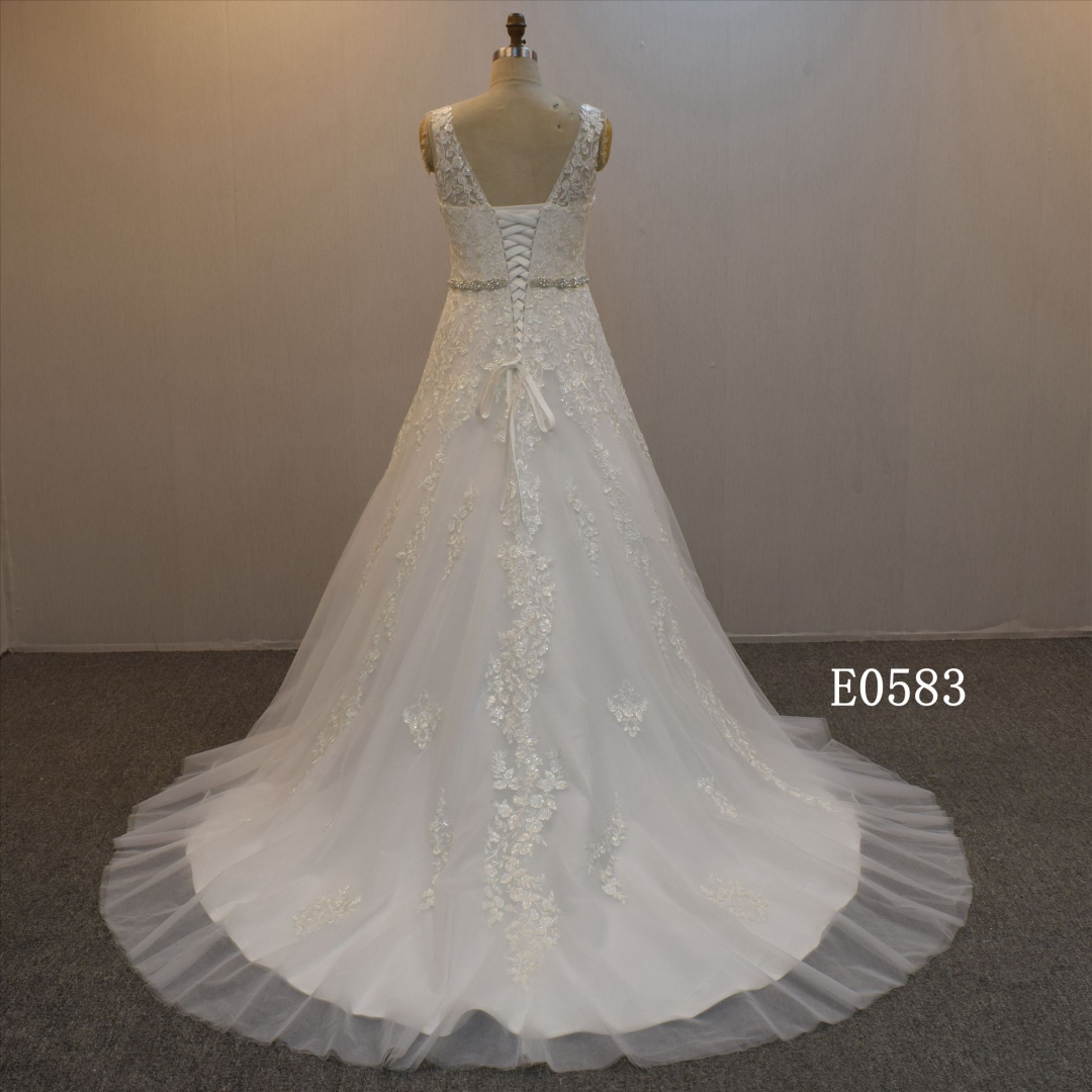 Lace Up Back Bridal Dress A line wholesale wedding dress in Guangzhou