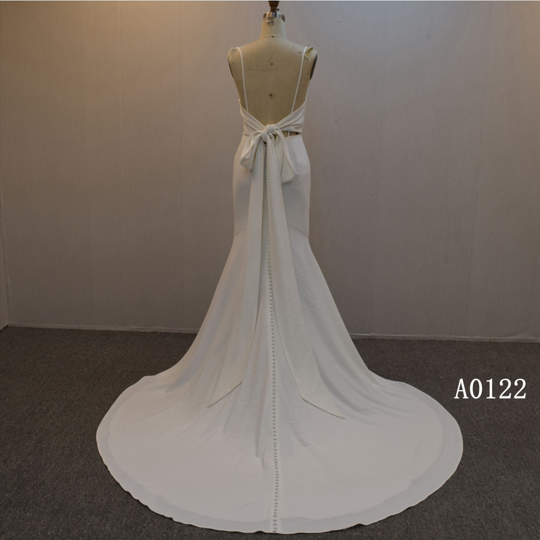 New Arrival Wedding Dress Lace Up back  Simple Mermaid  wedding gown