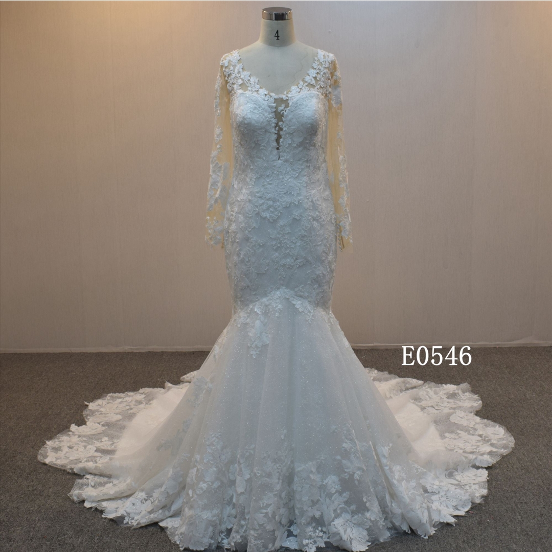 Bling Bling Long Sleeves Mermaid Dress  Wedding Dress For Women