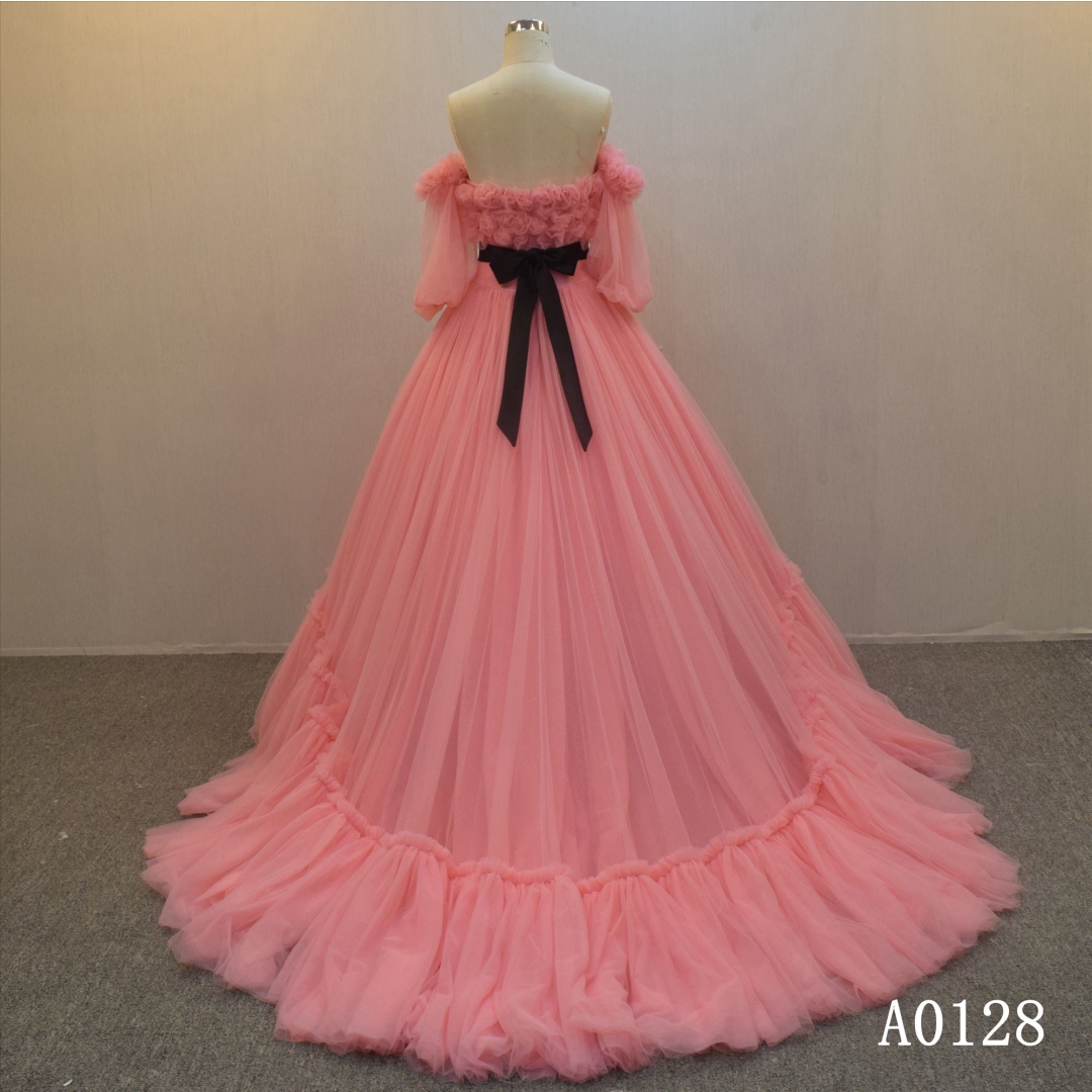 Evening Dress Ball Gown Pink Wedding Dress With Gather Wholesale In Guangzhou