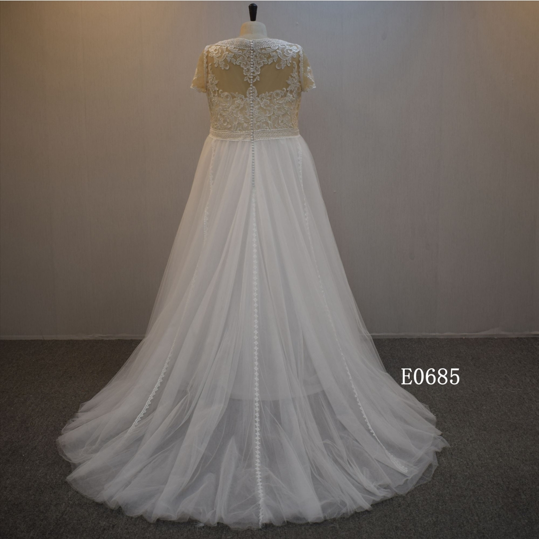 New Product A Line Short Sleeve Wedding Dress