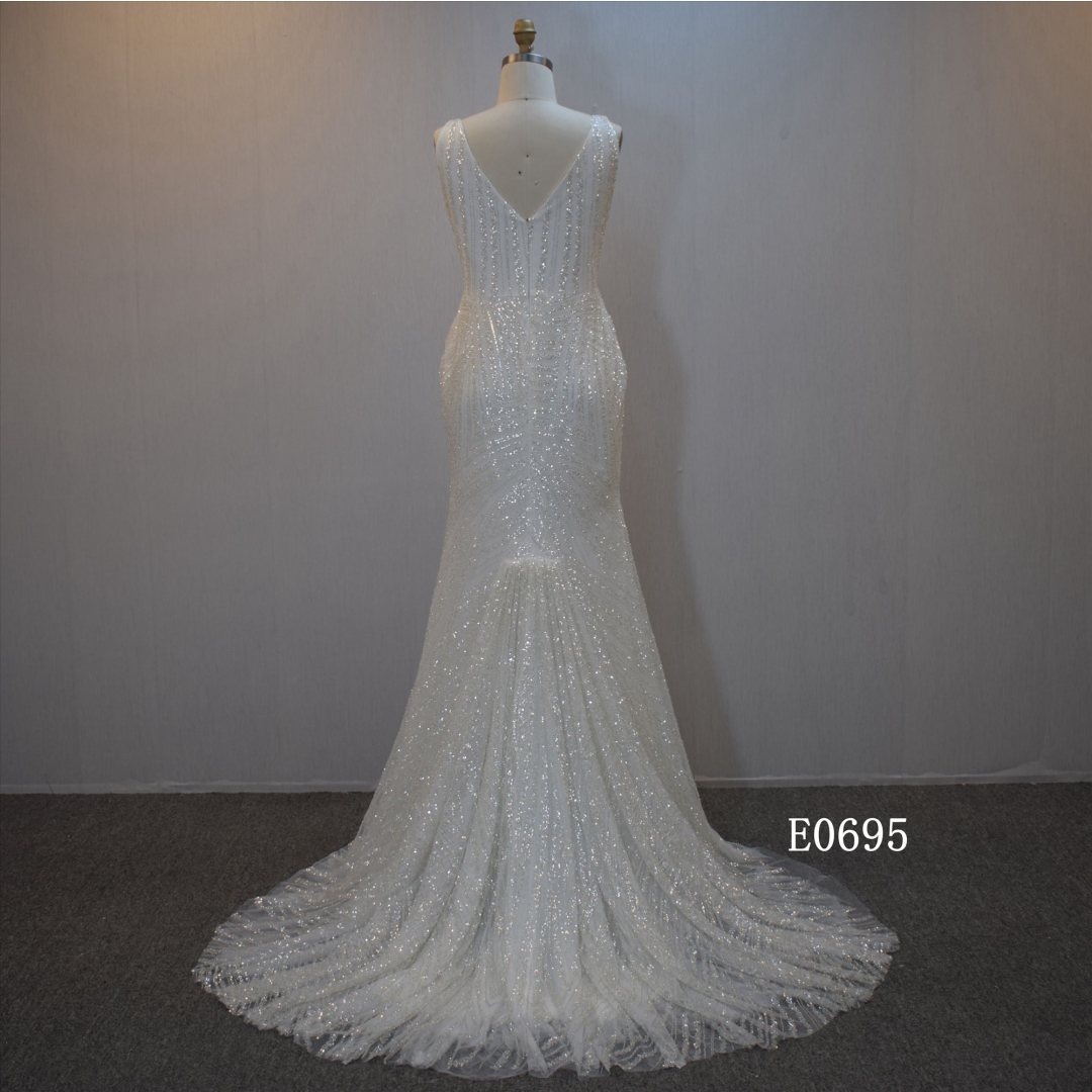 Latest Design Luxury Sleeveless Mermaid Bridal Gown