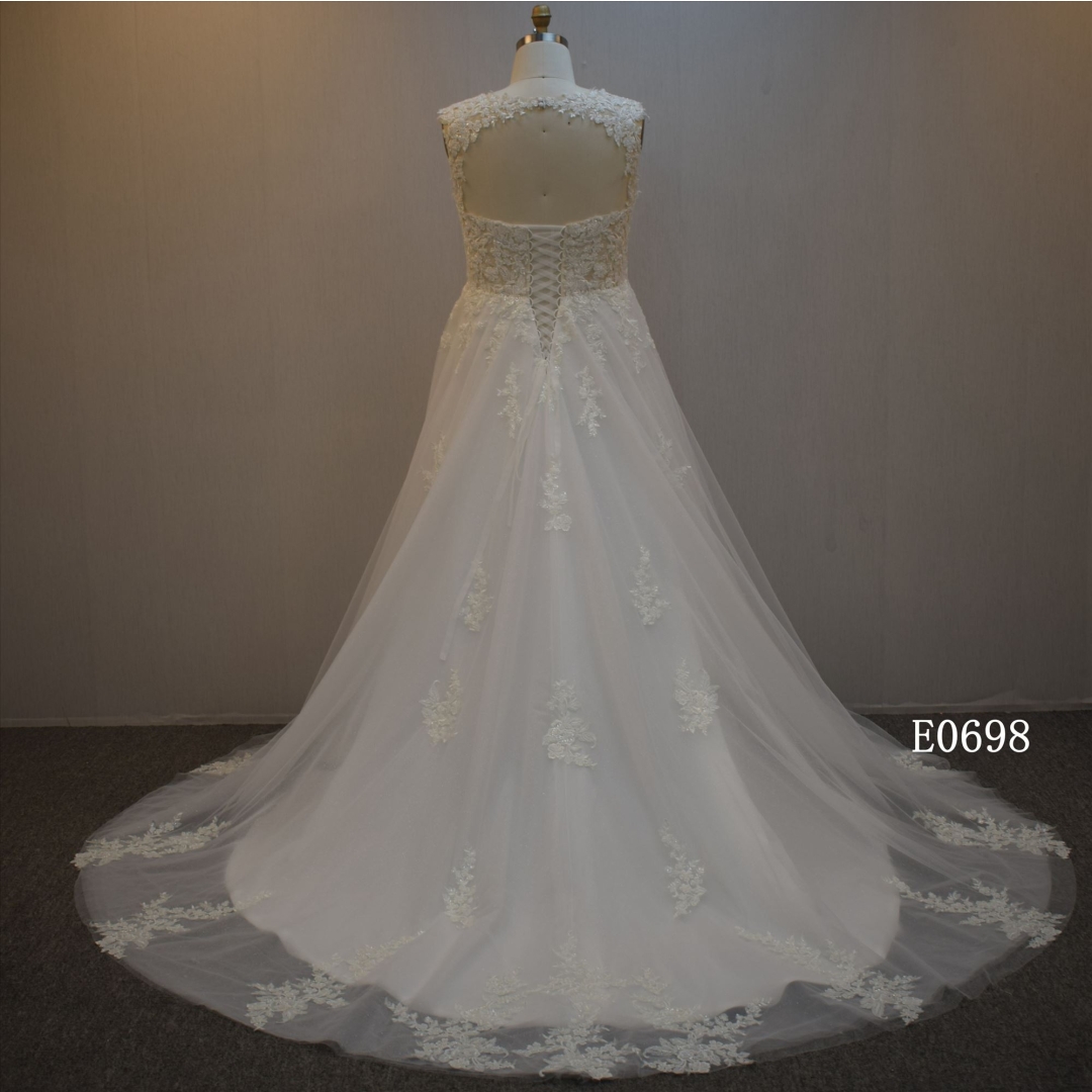 Reasonable Price A Line Beaded Wedding Dress