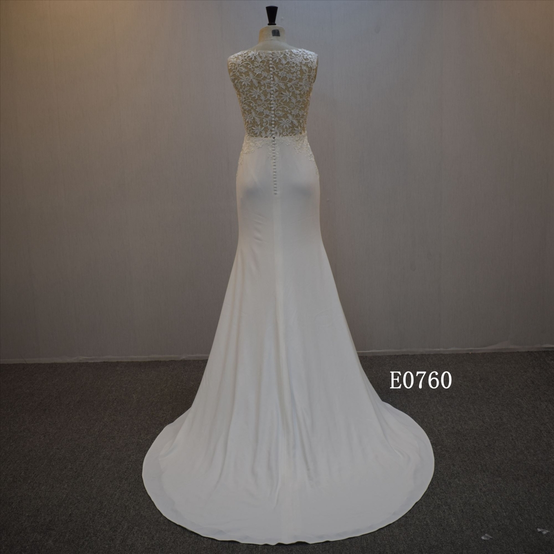 Stock Dress V-neckline Sequins Mermaid Bridal Dress