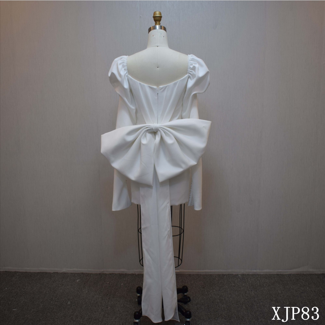 Short Skirt Long Sleeve Bridal Dress