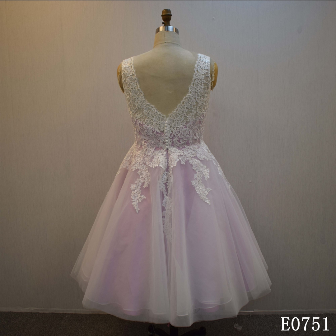 Short Skirt Illusion A Line Bridal Dress