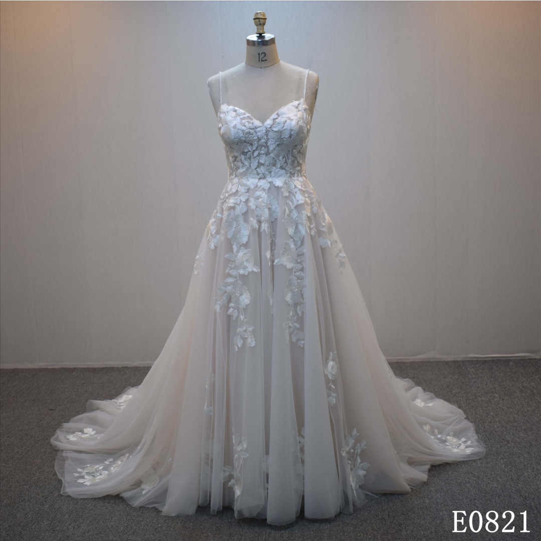 Latest Dress Spaghetti Straps Bridal Dress