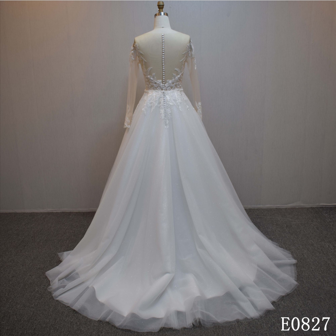 Short Skirt Long Sleeve A Line Bridal Dress