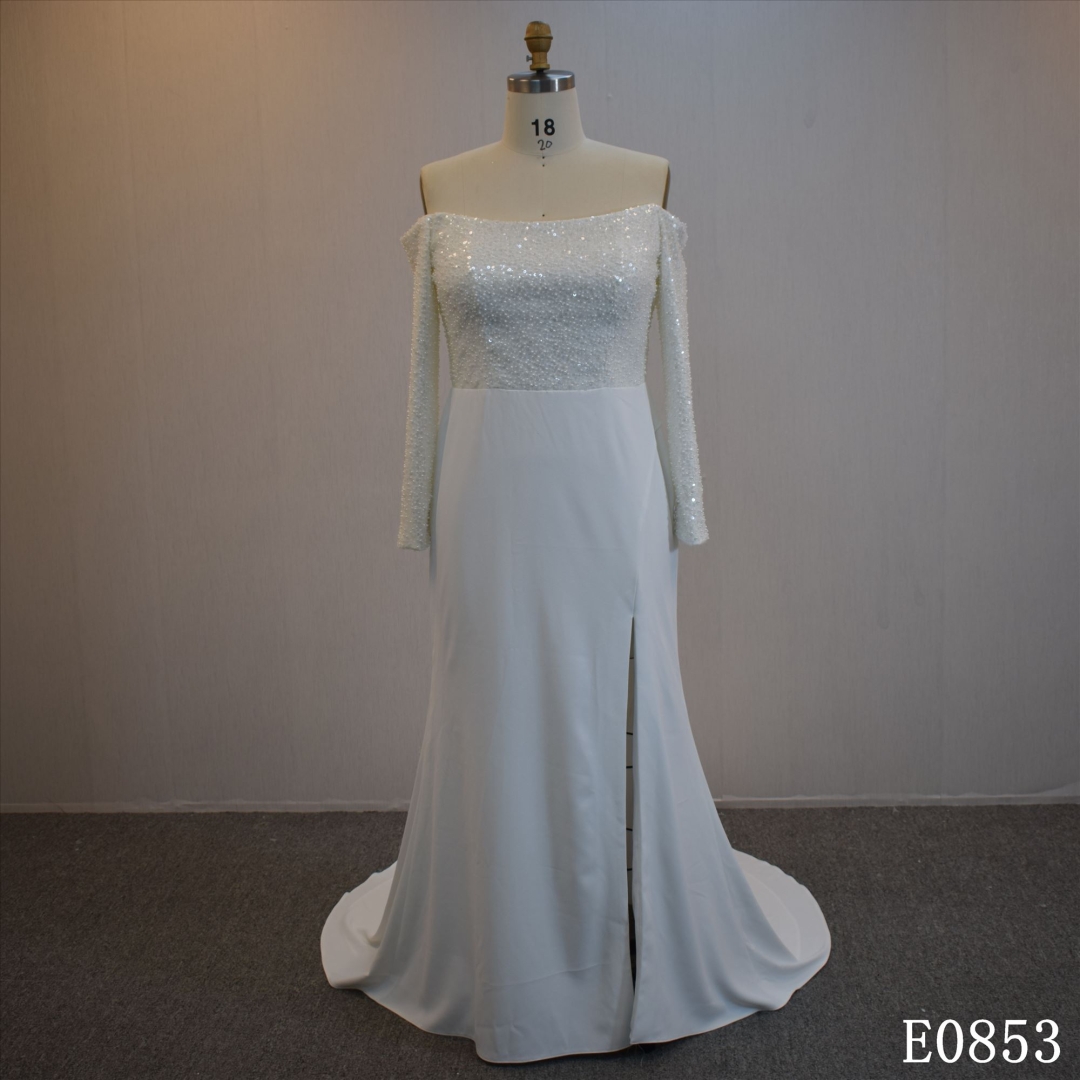 A Line Long Sleeve A Line Bridal Dress