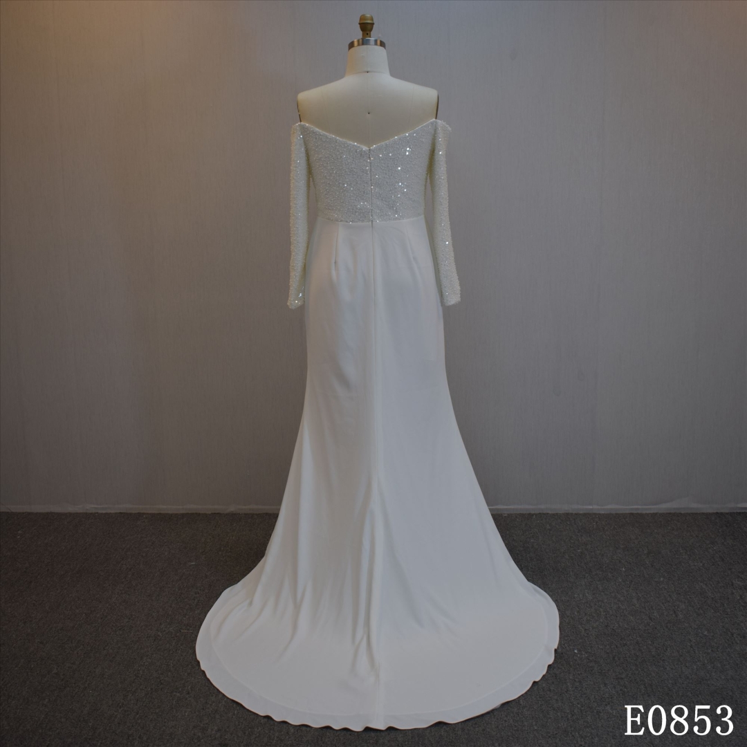 A Line Long Sleeve A Line Bridal Dress