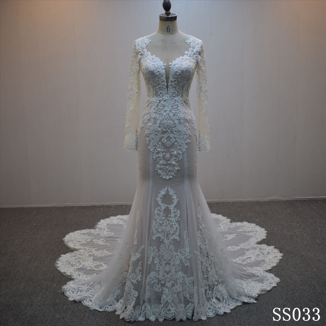 Hot Sell Long Sleeve Mermaid Bridal Dress