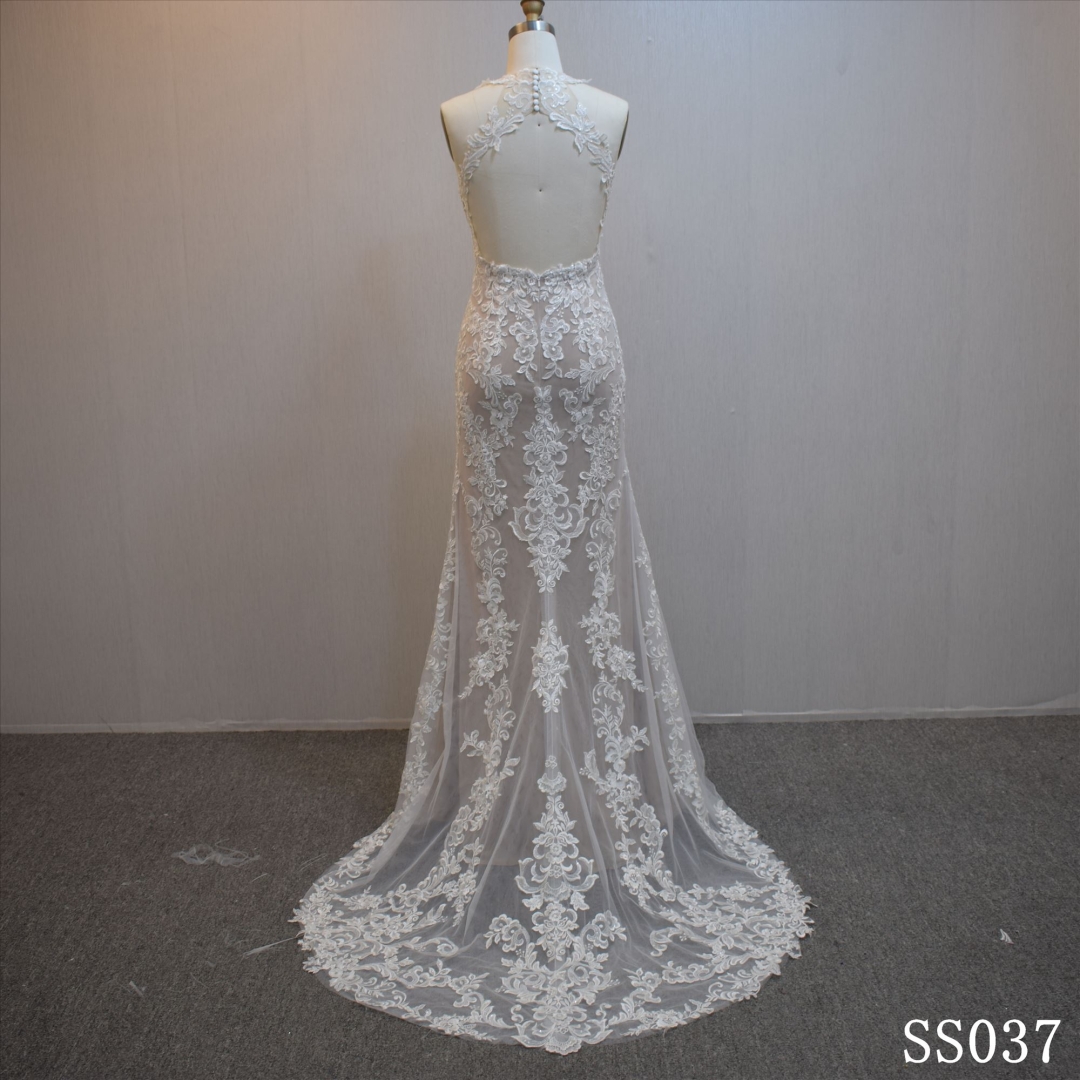New Design Halter Strap Bridal Dress