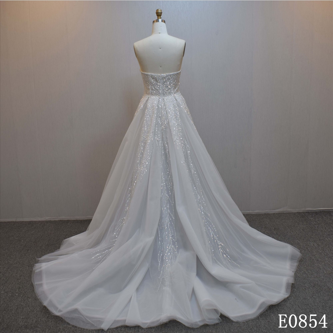 Plus sizeA-line bridal dress guangzhou factory made elegant Beading bridal dress