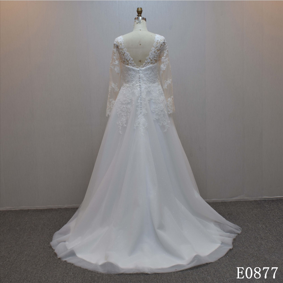 Plus sizeA-line bridal dress guangzhou factory made elegant Lace bridal dress