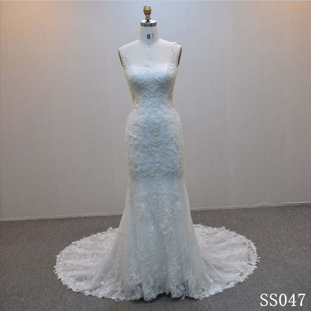 Lace  Mermaid bridal dress guangzhou factory made elegant Applique bridal dress