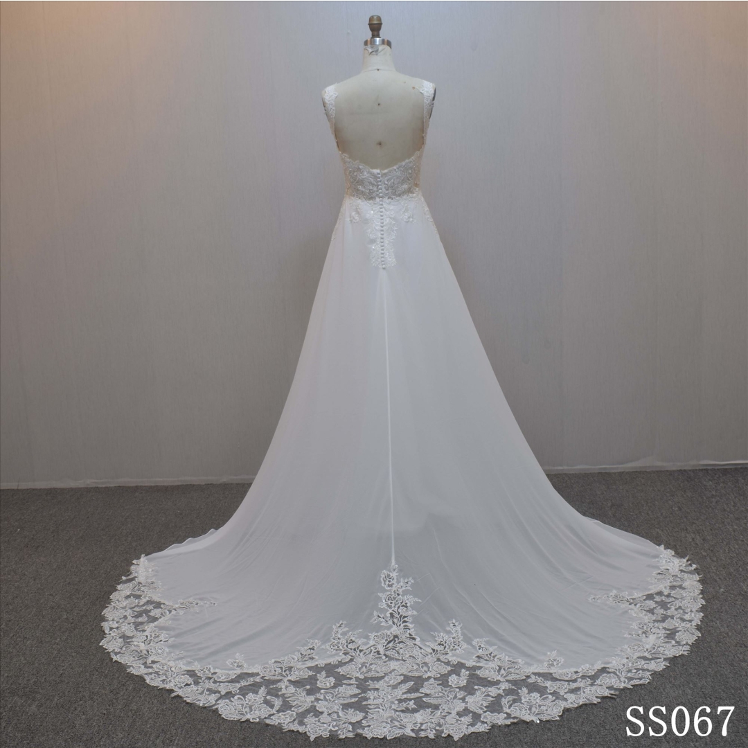 Plus size A-line bridal dress guangzhou factory made elegant Applique bridal dress