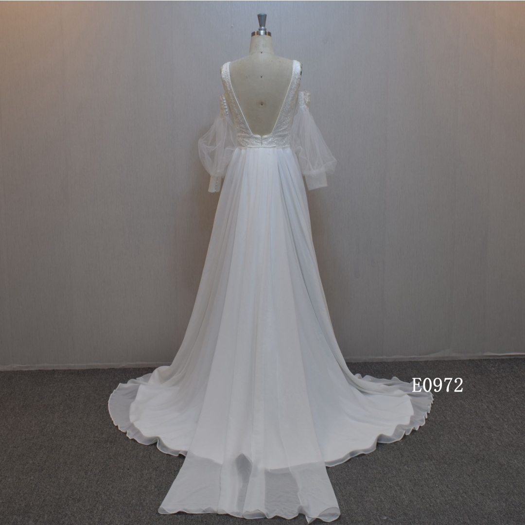 New design A-line bridal dress guangzhou factory made elegant Lace bridal dress