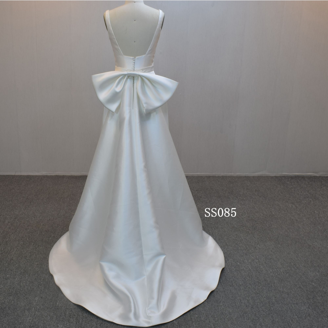 New design A-line bridal dress guangzhou factory made elegant Bow bridal dress