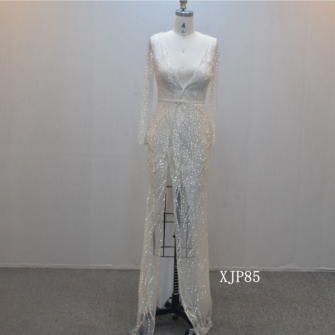 New design Mermaid bridal dress guangzhou factory made elegant Slit bridal dress